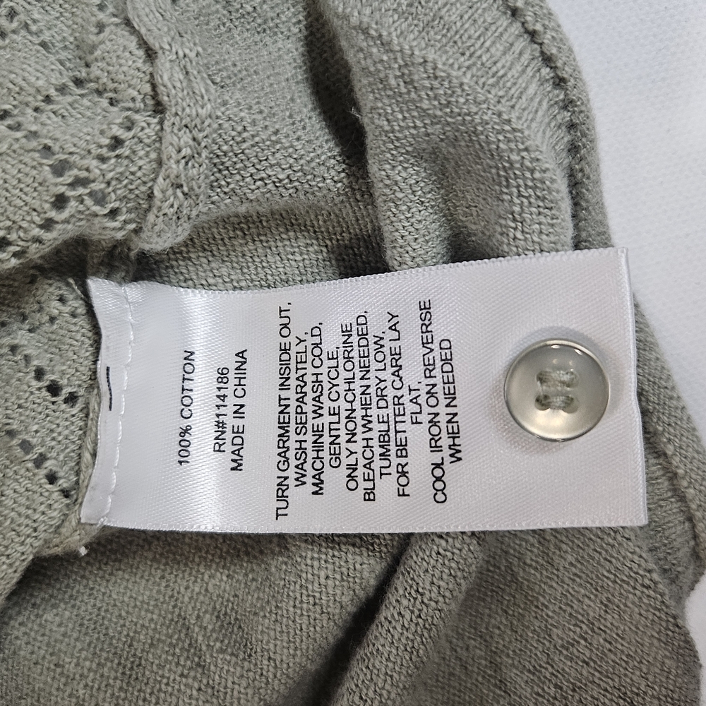 Frye Womens Cardigan Medium Olive Green Lightweight Fall Essential Sweater Top - Picture 7 of 7
